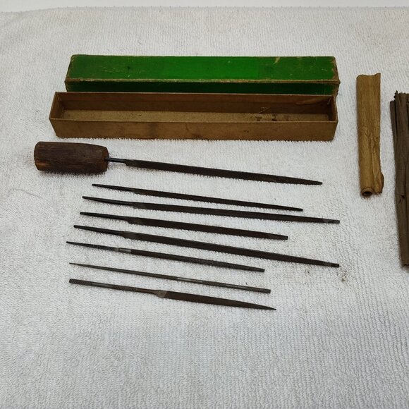 Precision Metal Needle Triangle Flat Files Mechanic Jewelry Handmade Handle VTG - Picture 1 of 9